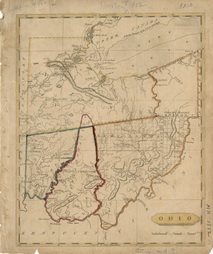 1812 Survey Areas in Ohio Showing Greenville Treaty Line